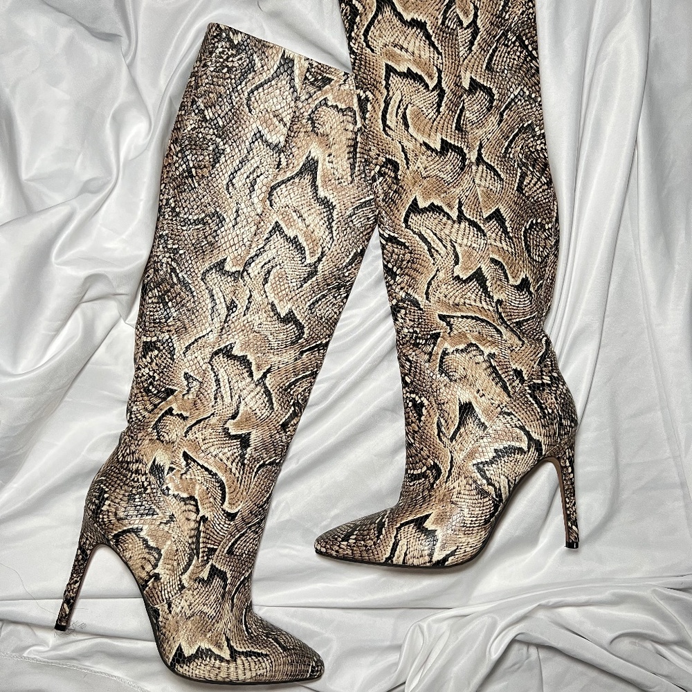 Vince Camuto Snakeskin Print Knee high Boots